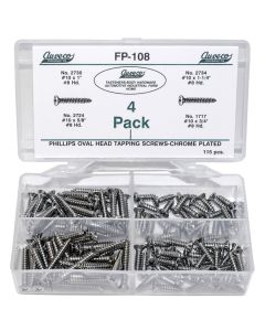 Auveco Phillips Oval HD Tap Screws Chrome 115 Pieces  FP-108