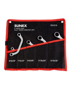 Sunex 5Pc Full Polish SAE Half Moon Box Wrench Set 9935